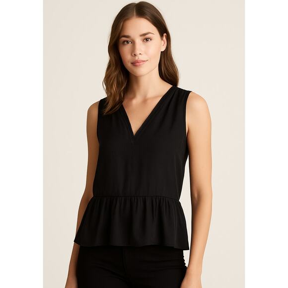 Robert Rodriguez Silk Lace Sleeveless Blouse Black Size 4 Elegant Quiet Luxury - Picture 1 of 6